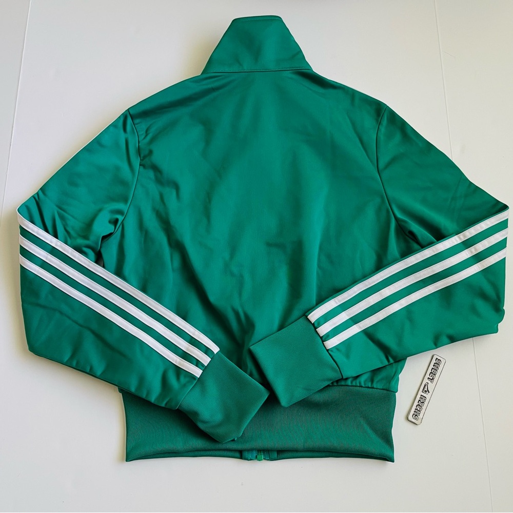 Adidas Originals Women's Green Track Jacket with White Stripes - Picture 2 of 5